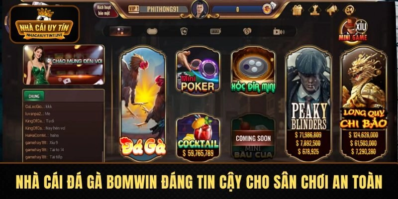 Nhà cái đá gà BOMWIN đáng tin cậy cho bạn sân chơi an toàn